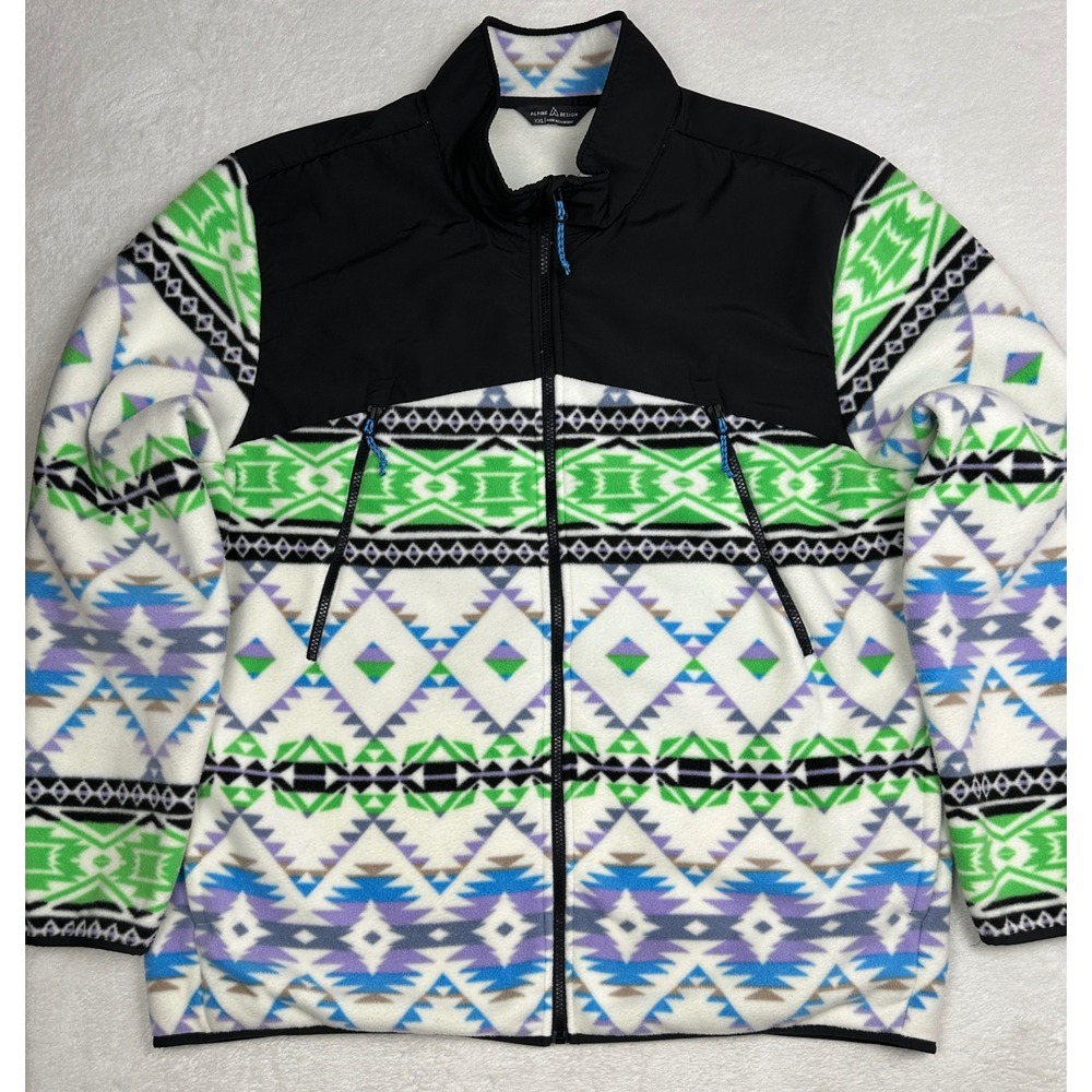Alpine Design Mens XXL Fleece Jacket Southwestern Geometric Full Zip Aztec Print